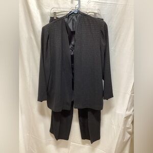 Leslie Fay Black Striped Suit